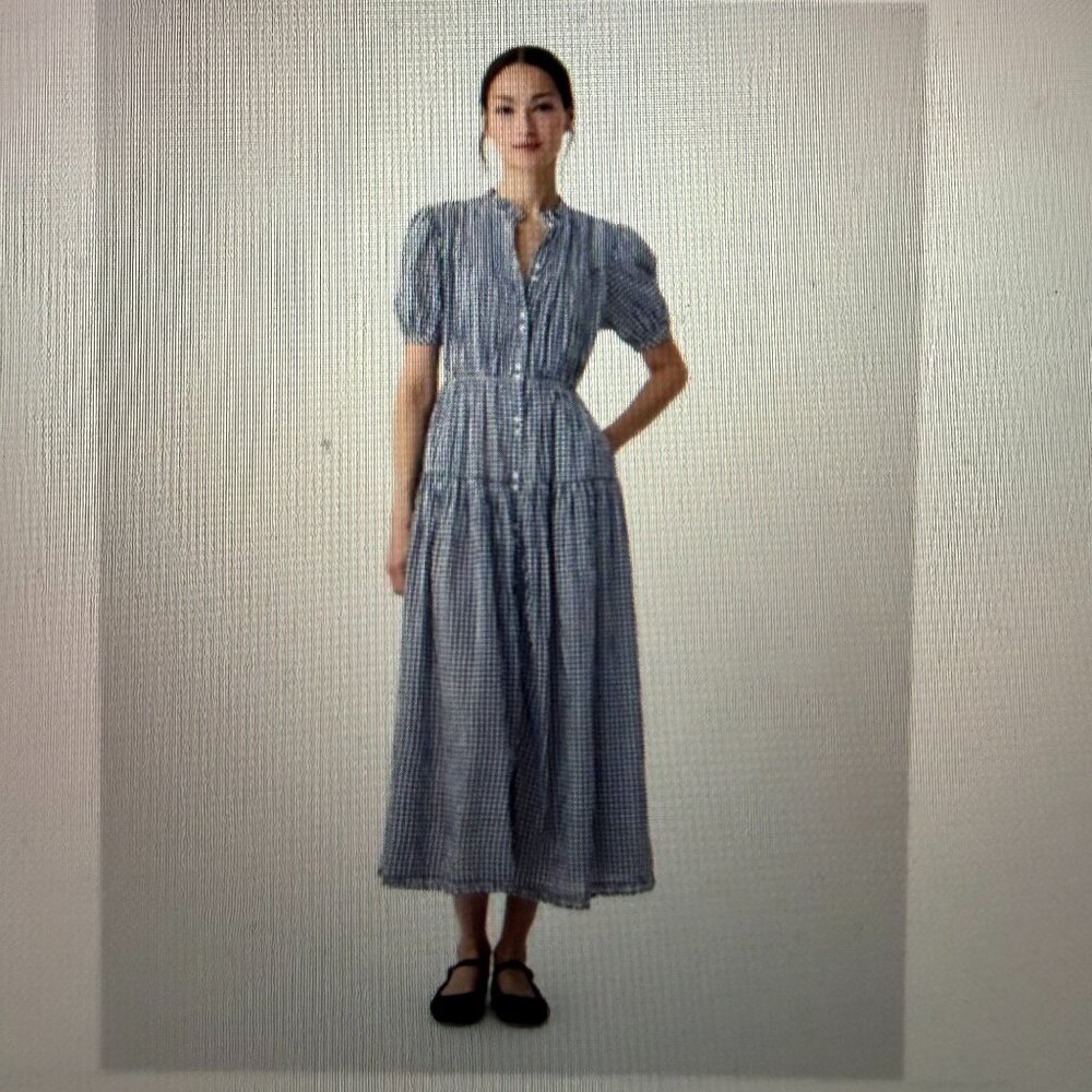 DOEN x GAP Sz M Blue Gingham Maxi Dress